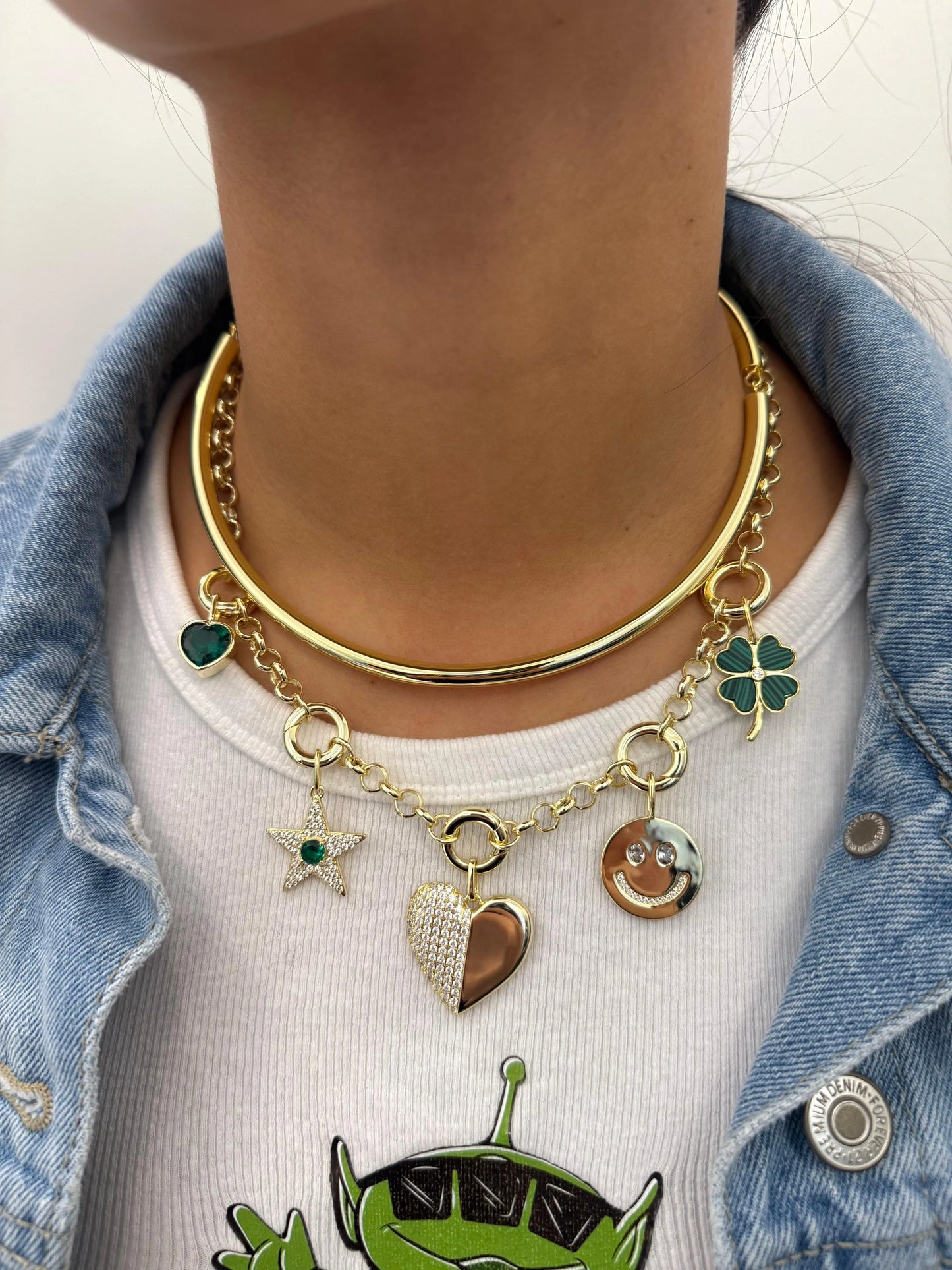 Half Pavé Heart Charm