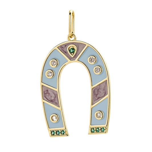 Amuleto de la suerte de herradura de esmalte