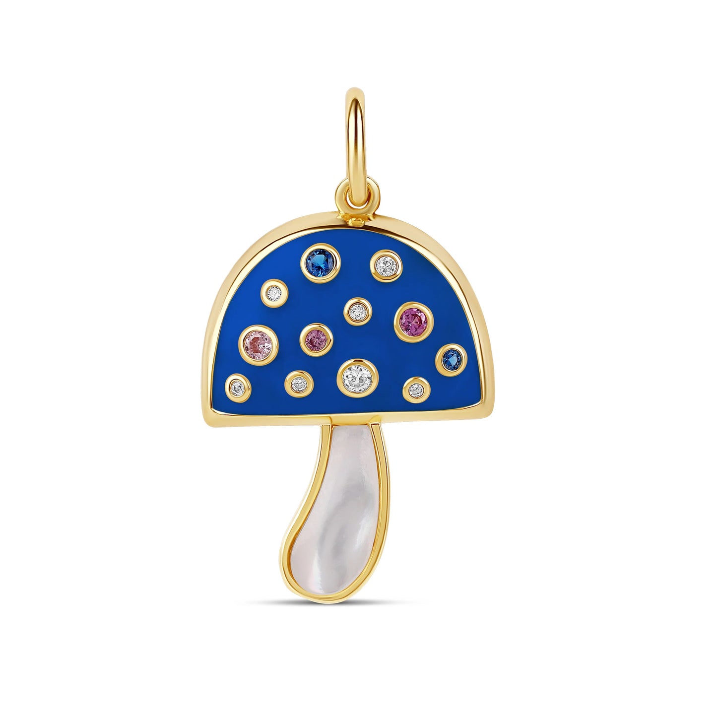 Blue Enamel & MOP Mushroom Charm