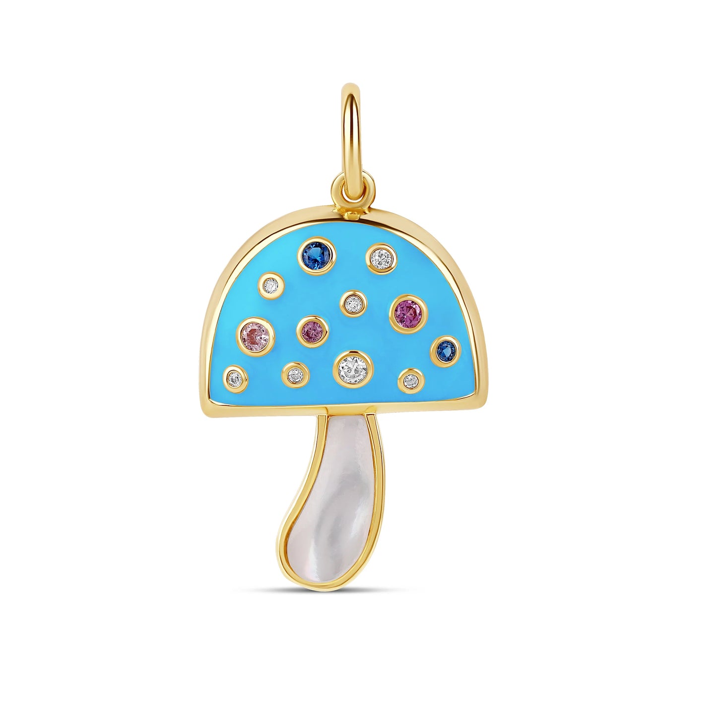 Blue Enamel & MOP Mushroom Charm