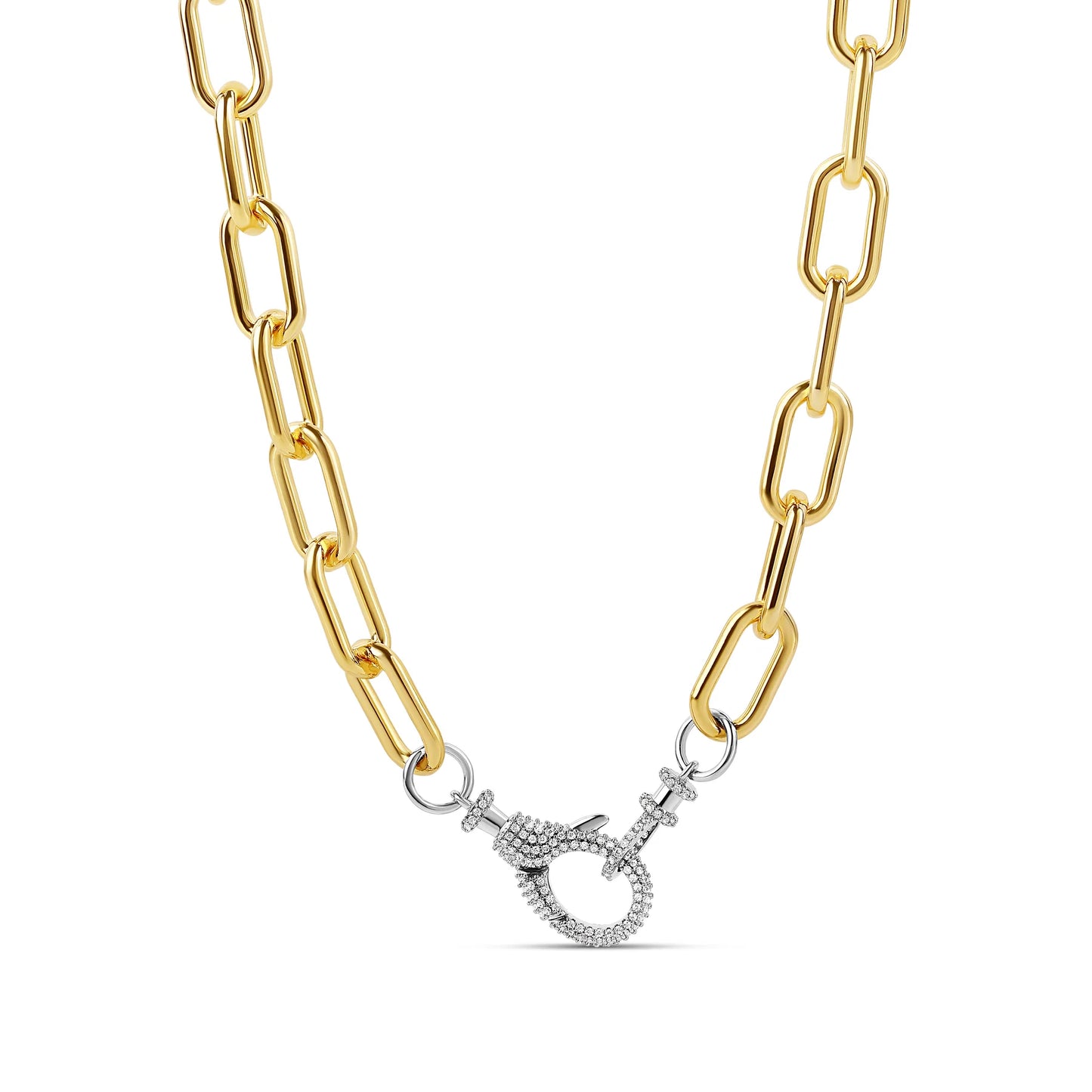 Collar de clip con cierre de langosta en dos tonos