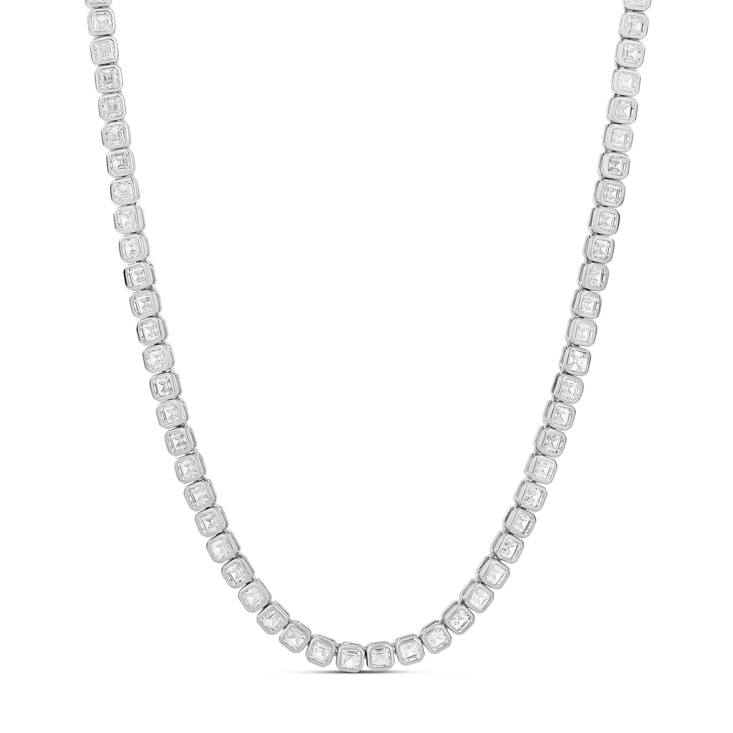 4mm - Bezel Square Tennis Necklace