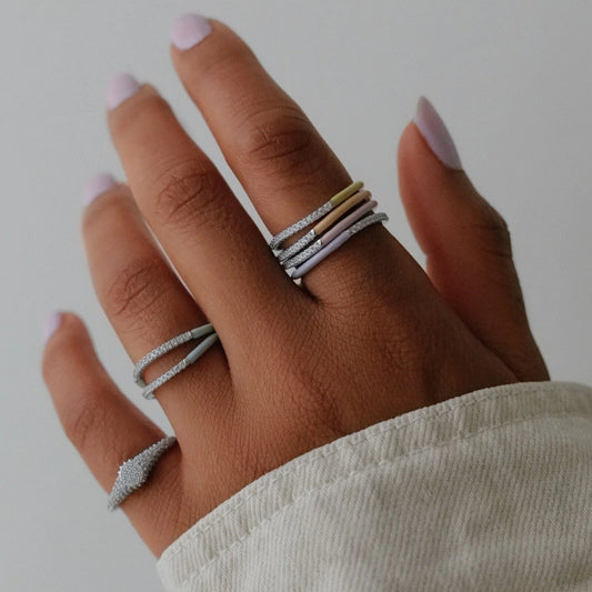 Egor Pastel Enamel Wave Ring - Silver