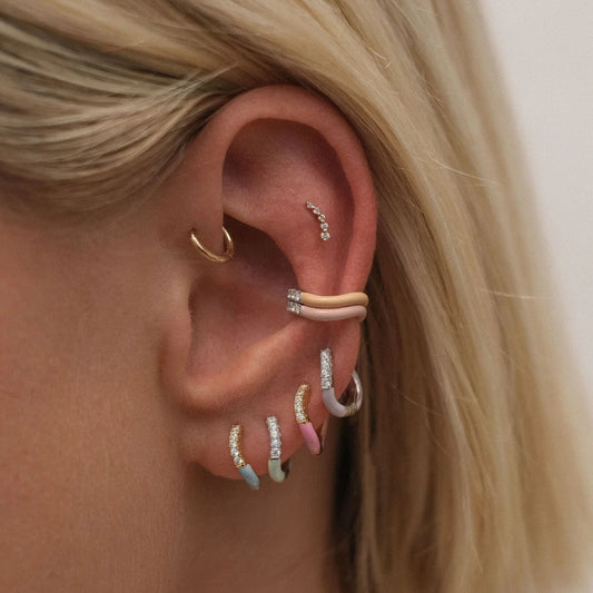 Pastel Enamel Wave Ear cuffs - Silver