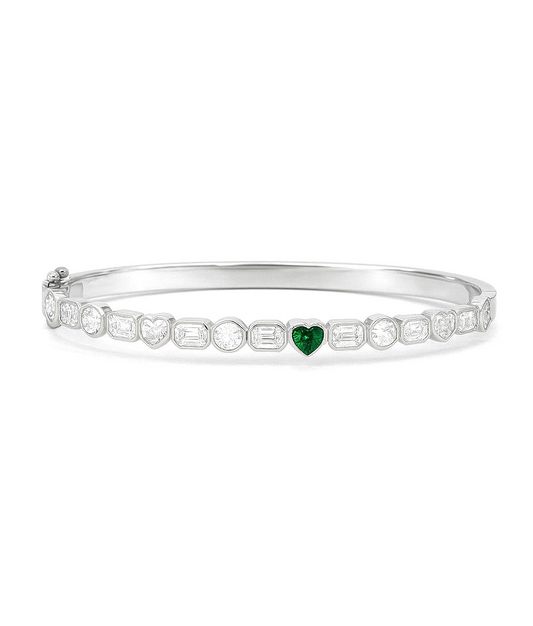 Emerald Heart Multi Bezel Bangle