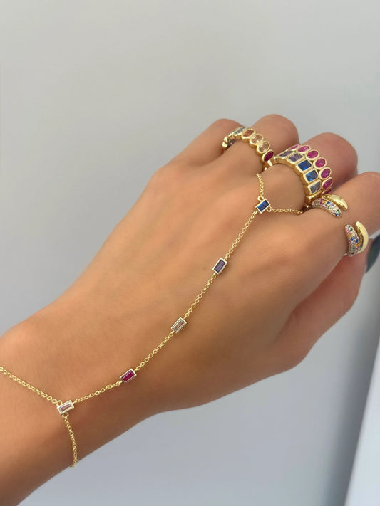 Rainbow Baguette Hand Chain