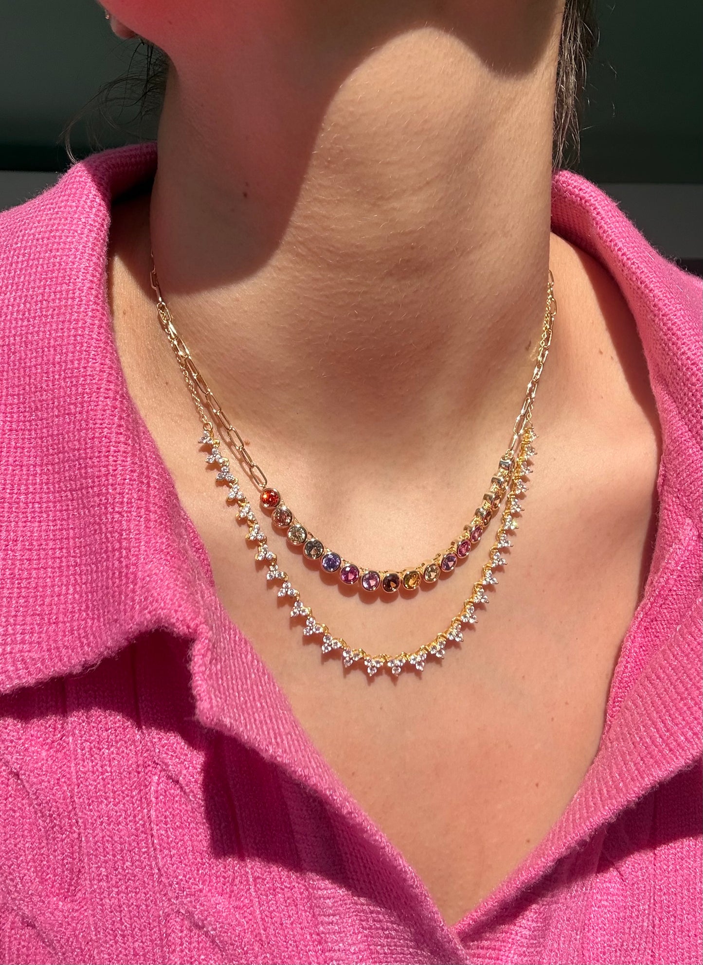 Collar con clip de papel y bisel de caramelo