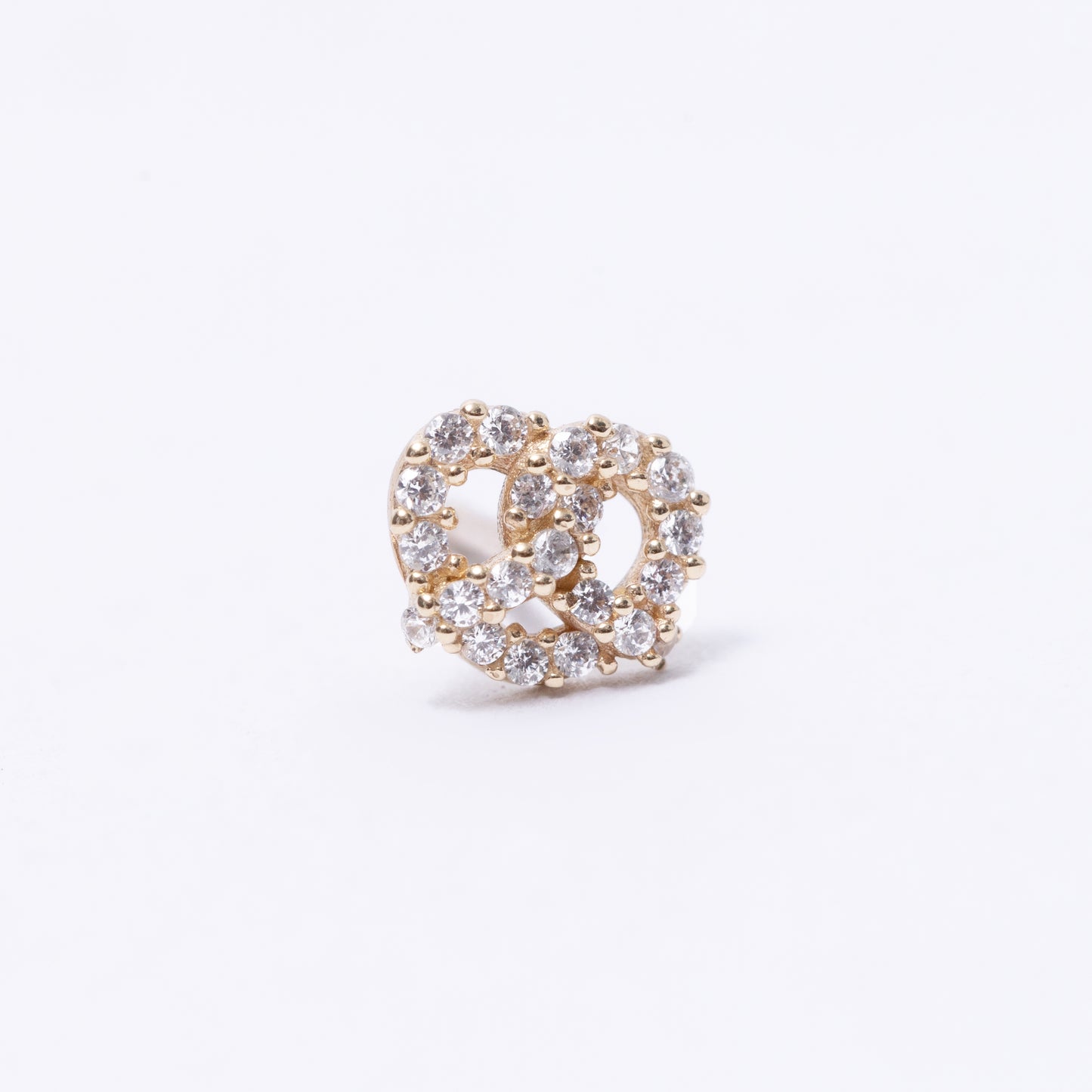 Mini pendientes tipo pretzel en oro de 14 k