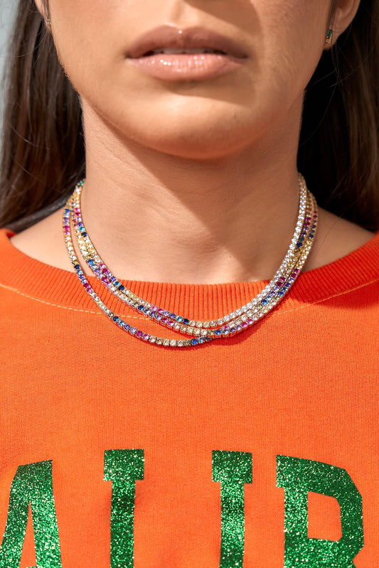 Half Rainbow Tennis Necklace