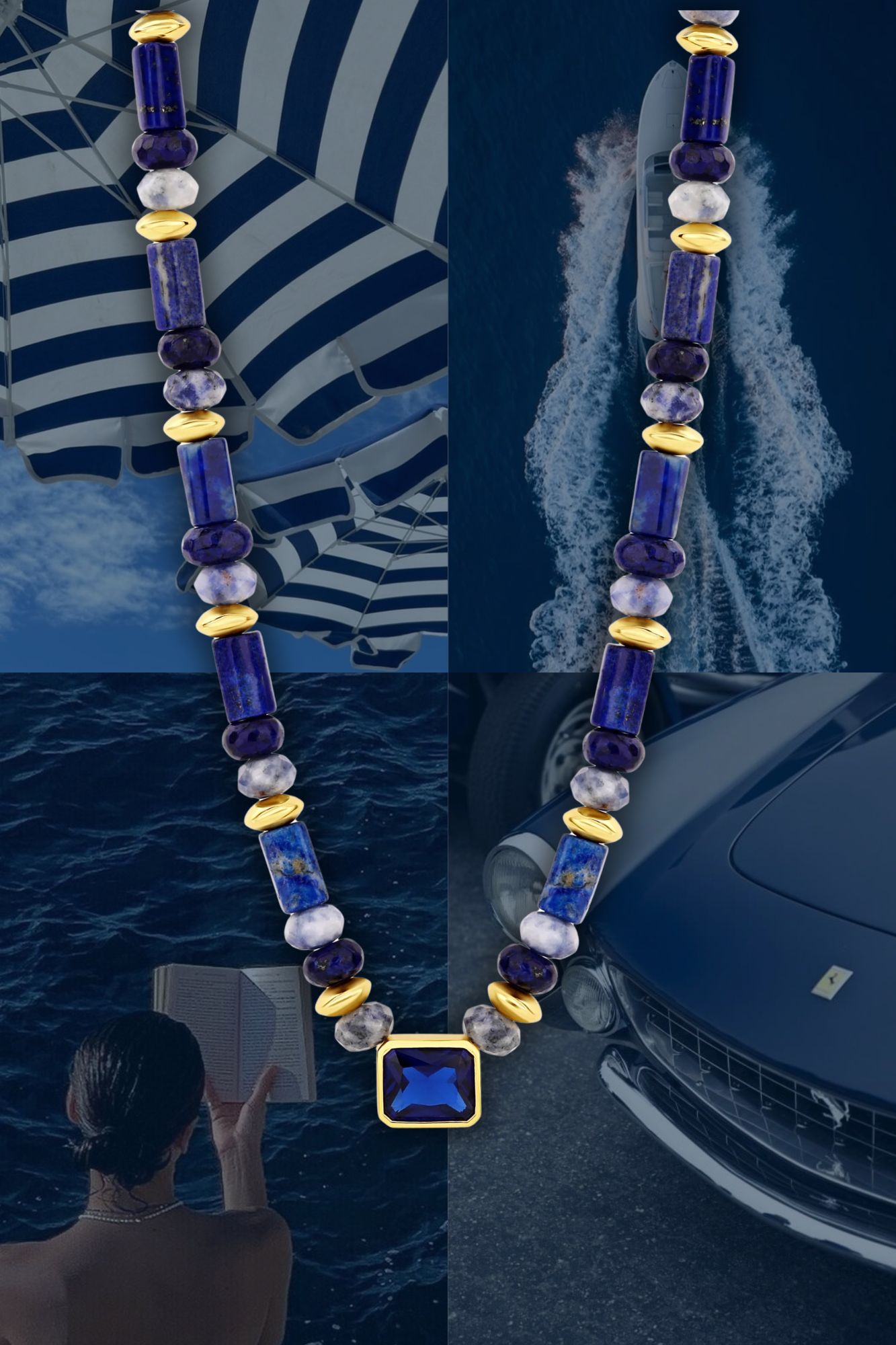 Coastal Lapis Stone Necklace