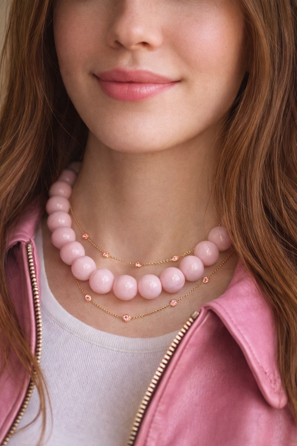 Bubblegum Beaded Statement Necklace