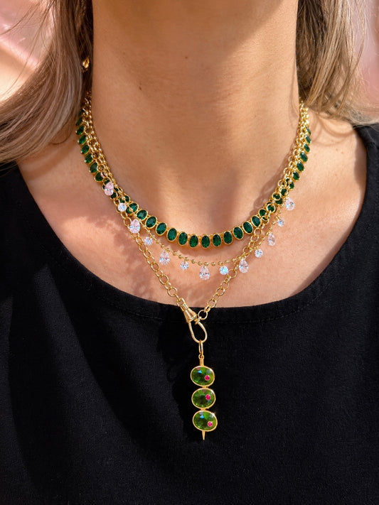 Sparkling Dangle Briolette Necklace