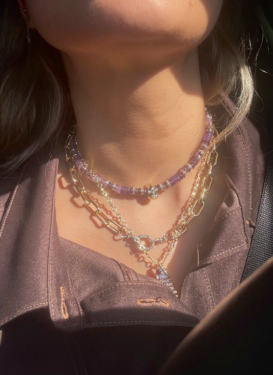 Bone Bezel Link Necklace