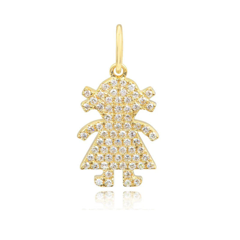 Dije de niño o niña con diamantes en oro de 14 quilates