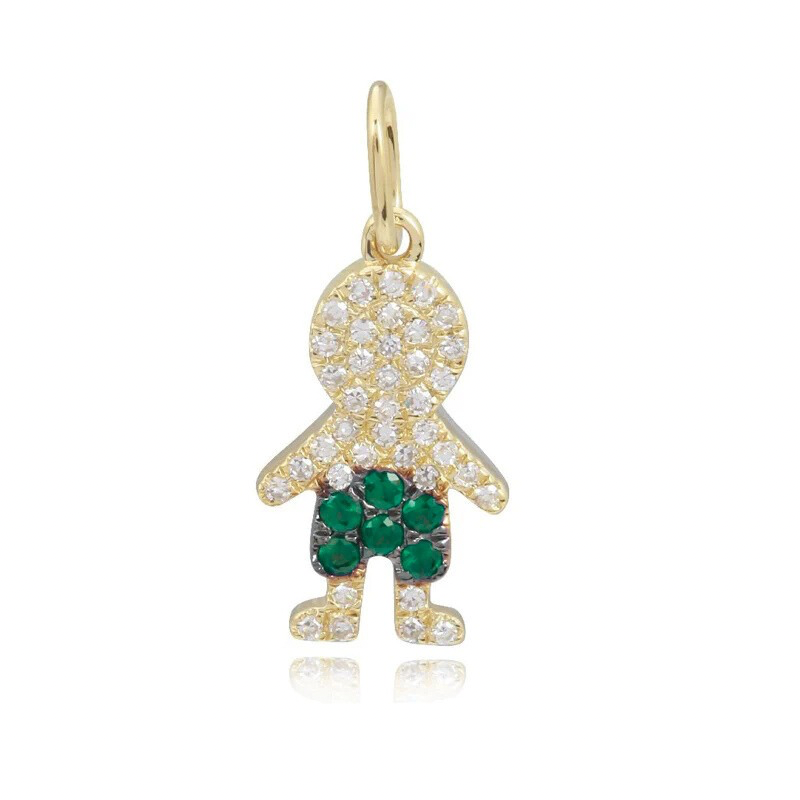 Dije de niño con pavé de piedras preciosas en oro de 14 k