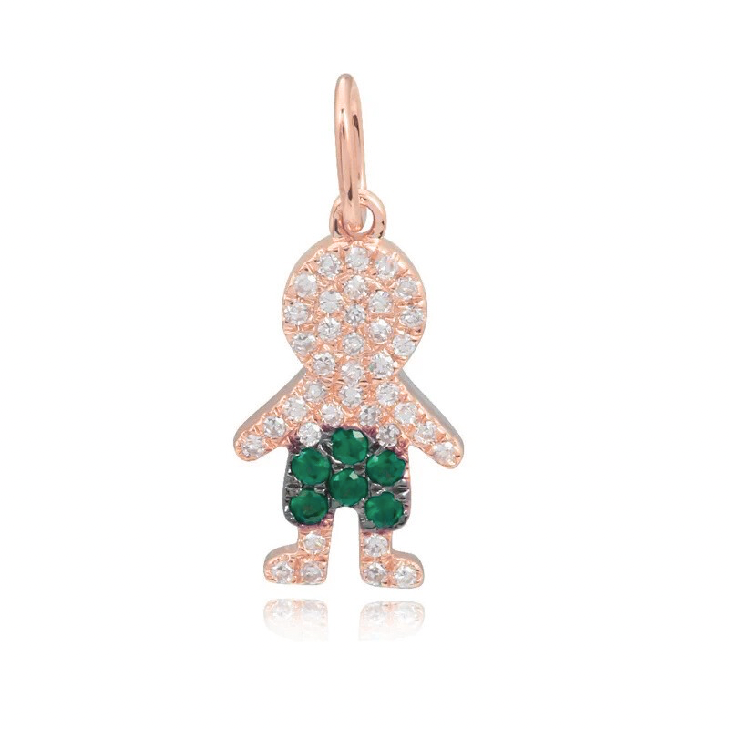 Dije de niño con pavé de piedras preciosas en oro de 14 k