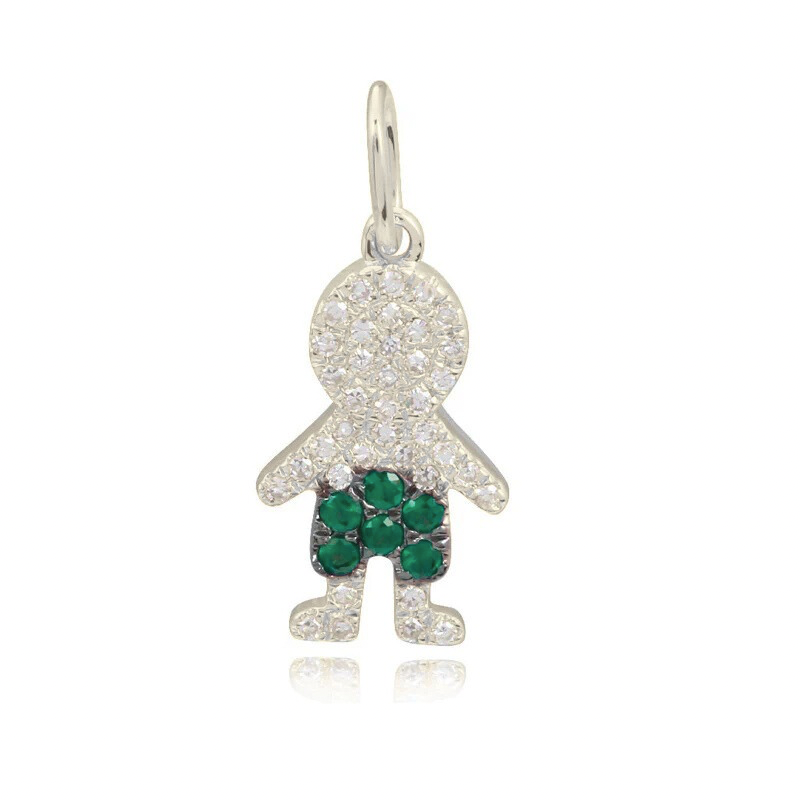 Dije de niño con pavé de piedras preciosas en oro de 14 k