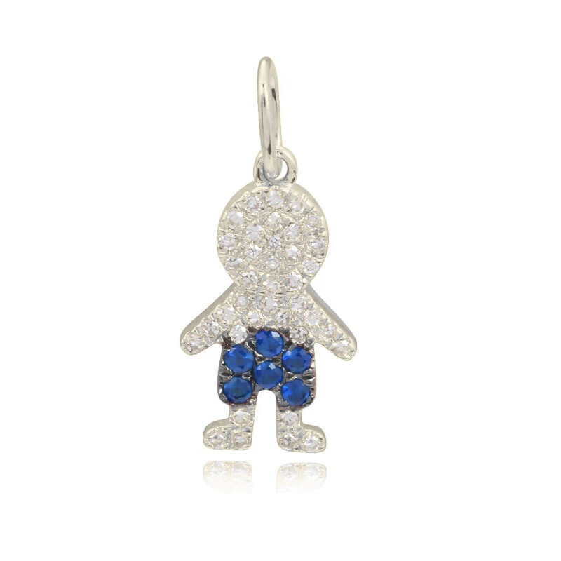 Dije de niño con pavé de piedras preciosas en oro de 14 k