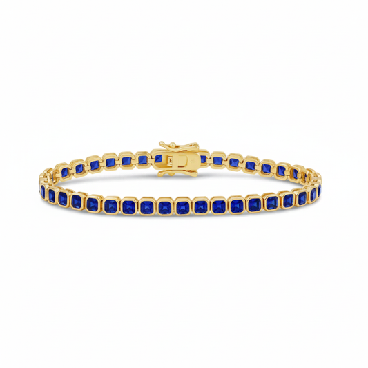 4mm - Colored Bezel Square Tennis Bracelet