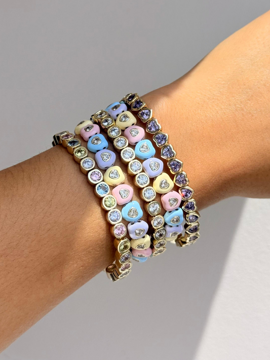 Cotton Candy Heart Stretchy Bracelet