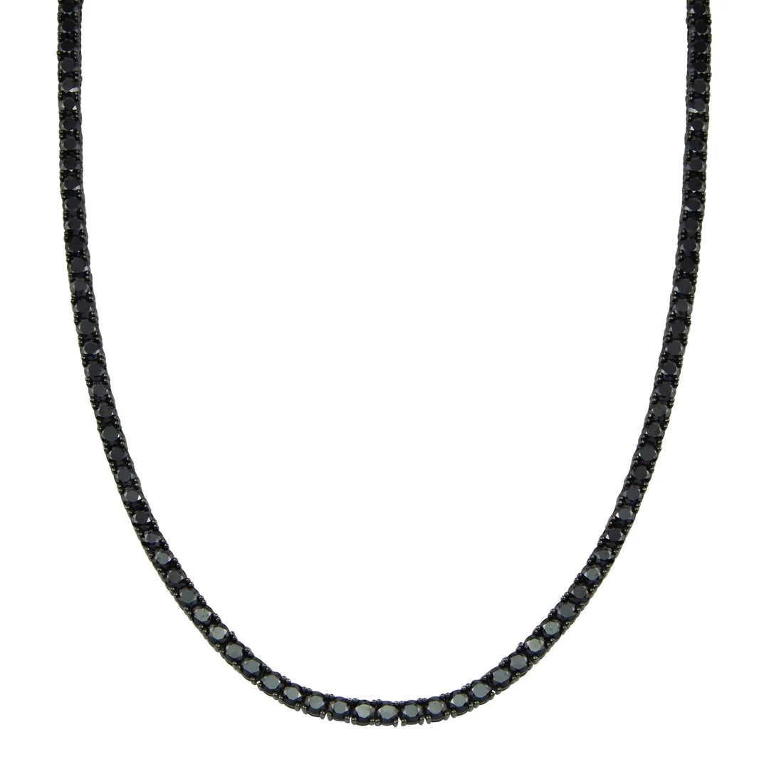 4mm - Black on Black Tennis Necklace