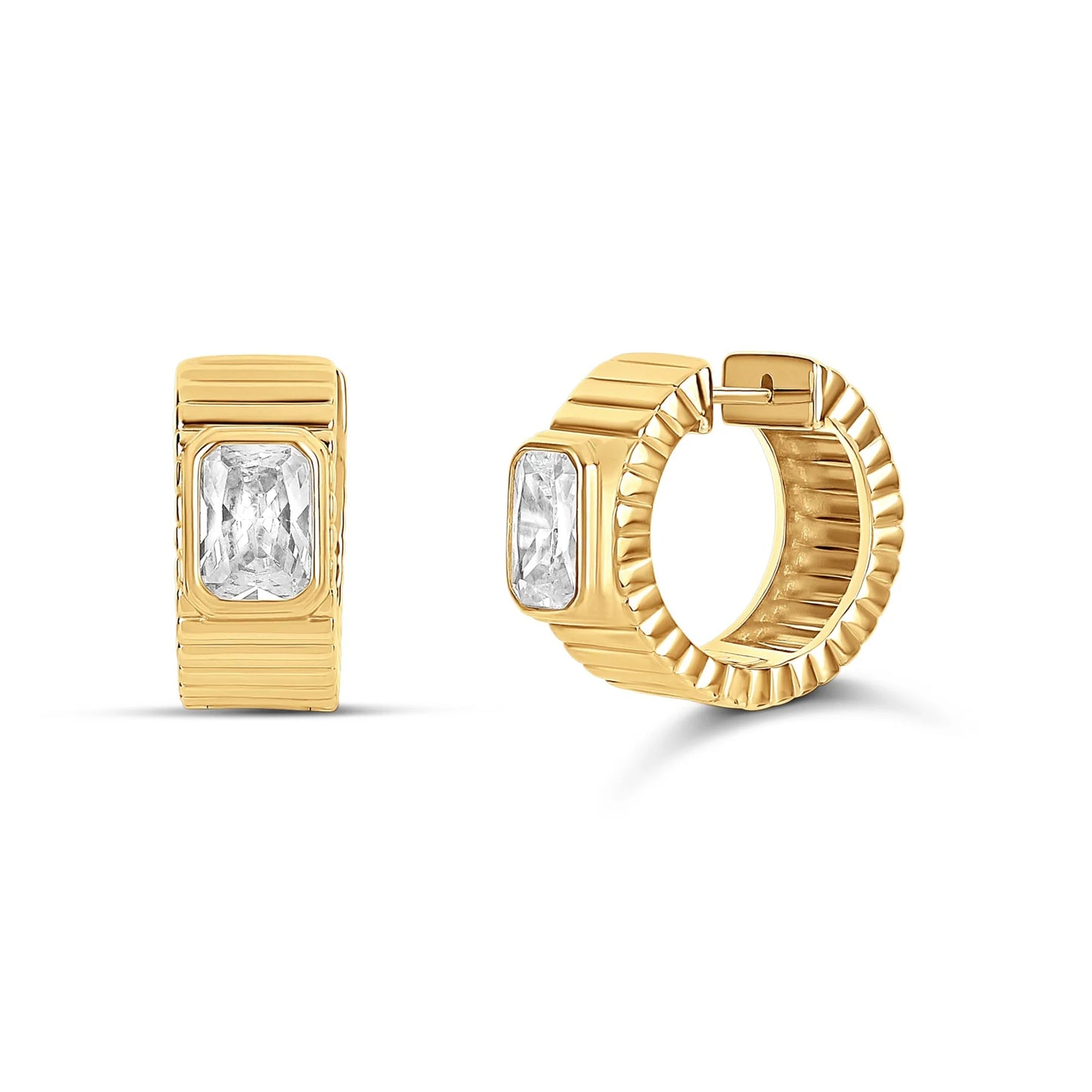 Thick Fluted Diamond Like Huggie