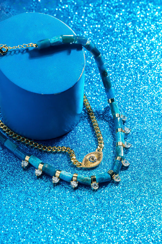 Aqua Jade Spike Necklace