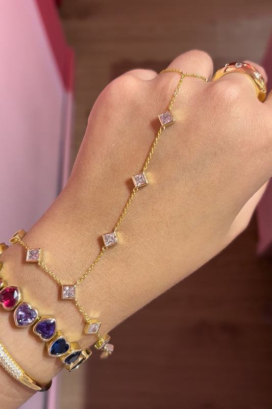 Square-Cut Bezel Hand Chain