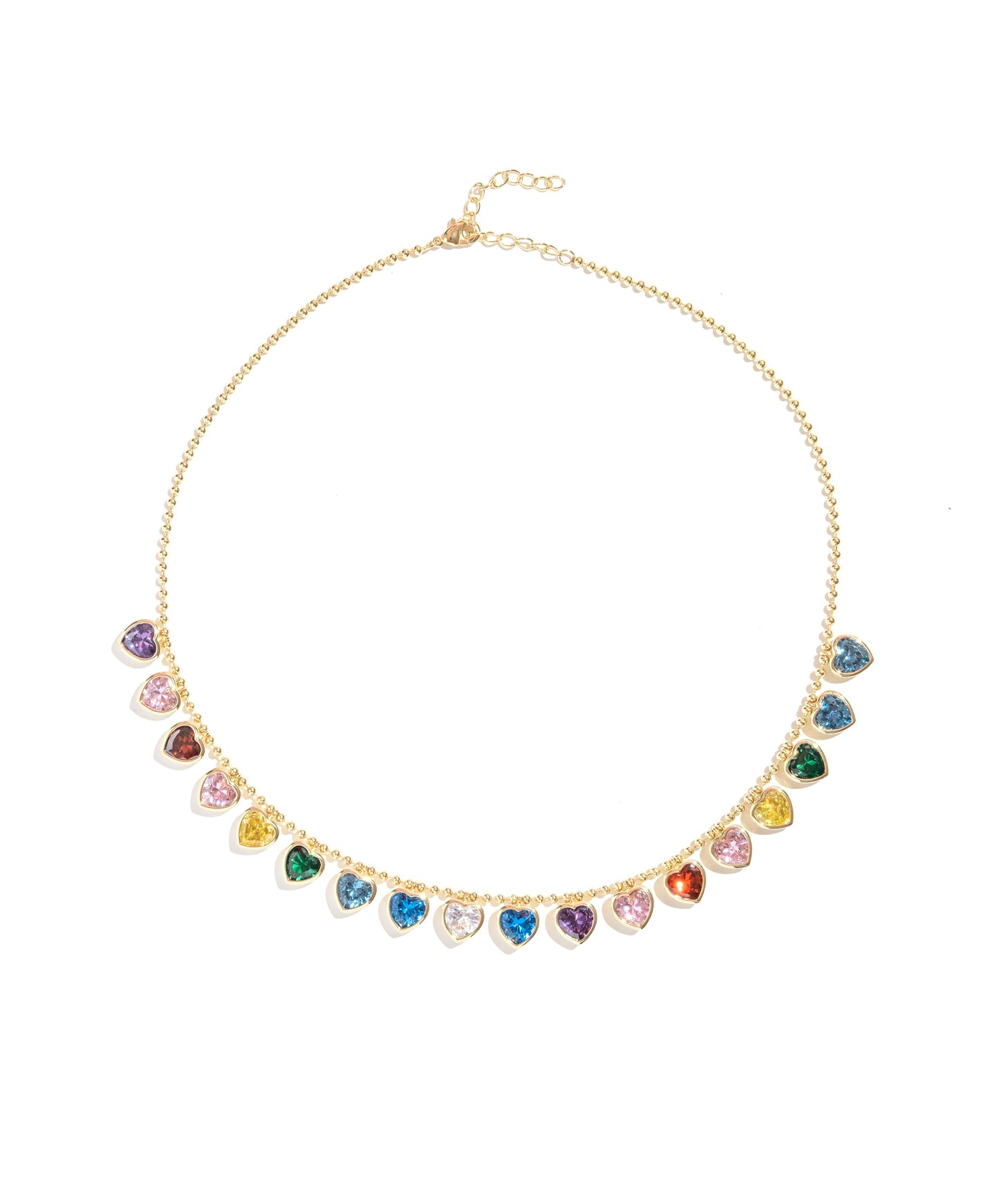 Multicolor Dangle Hearts Necklace