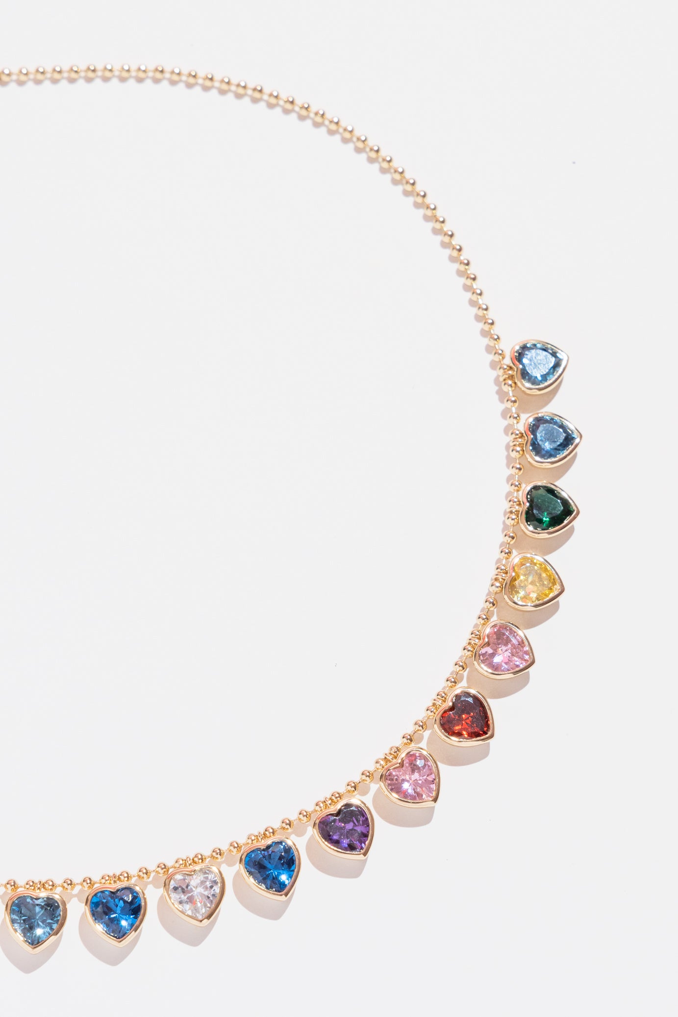 Multicolor Dangle Hearts Necklace