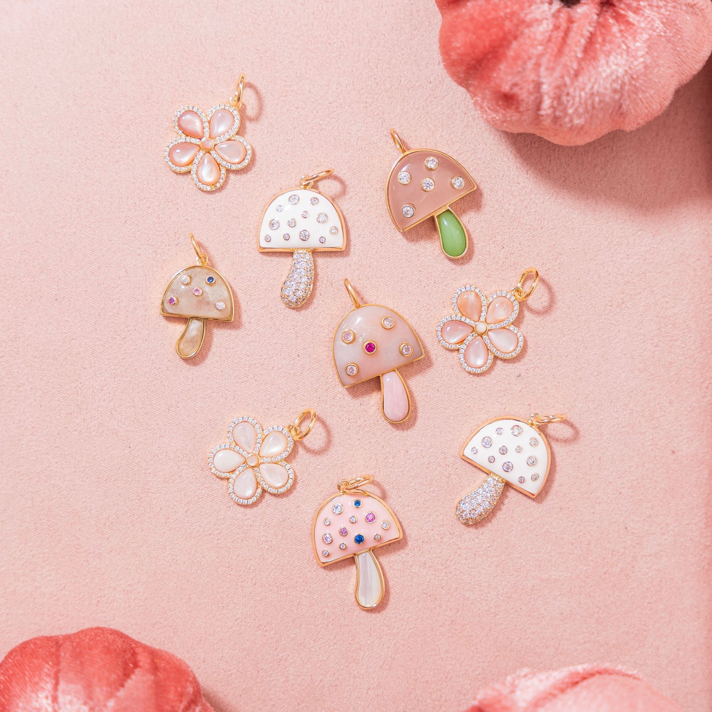 Enamel Pavé Mushroom Charm