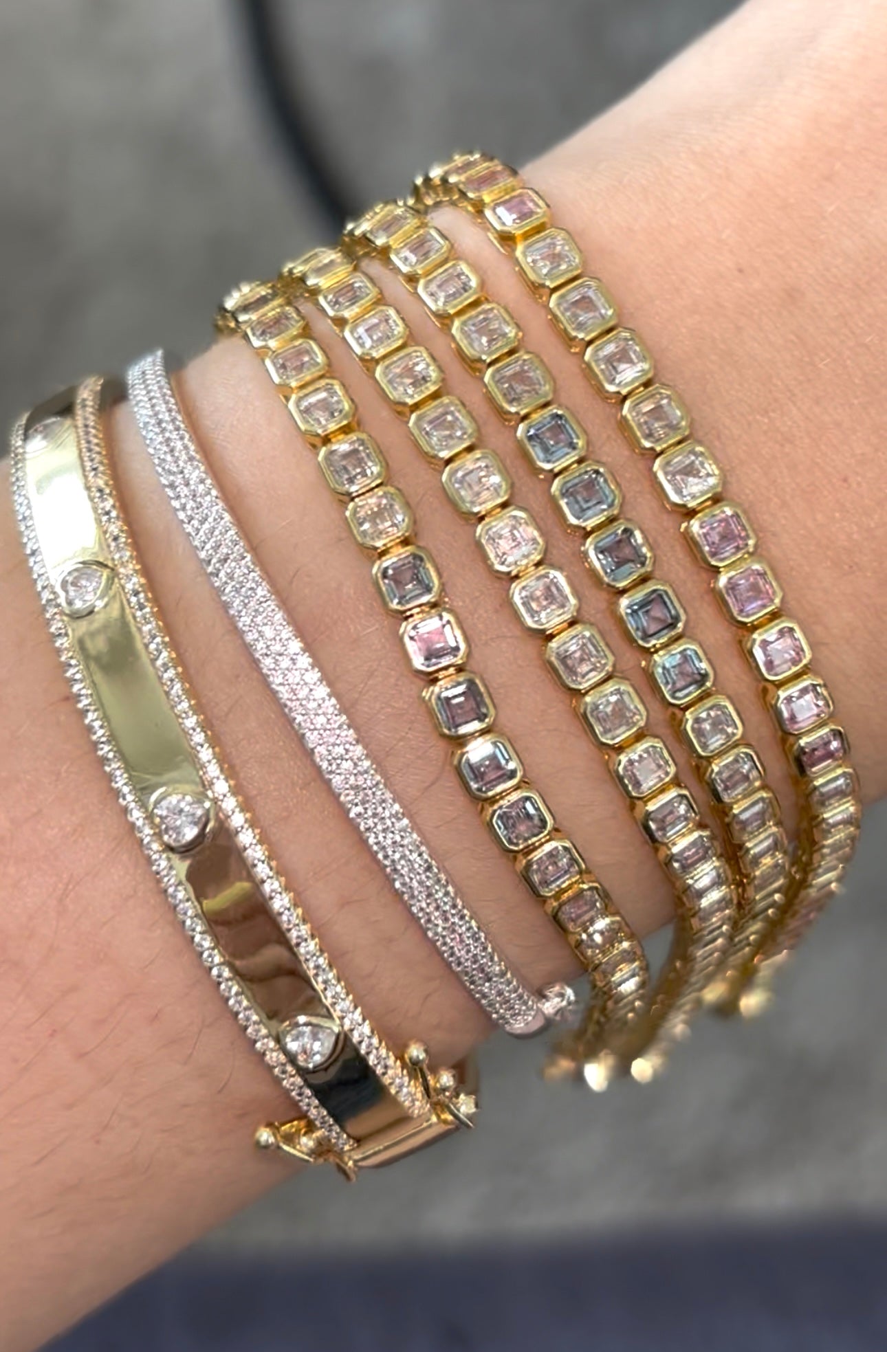 4mm - Colored Bezel Square Tennis Bracelet