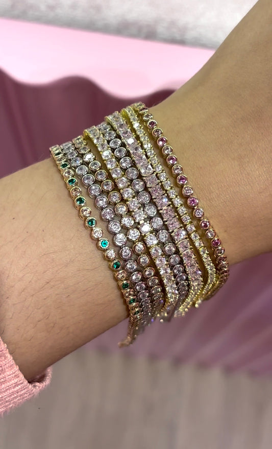 Pulsera de tenis con bisel mini mixto