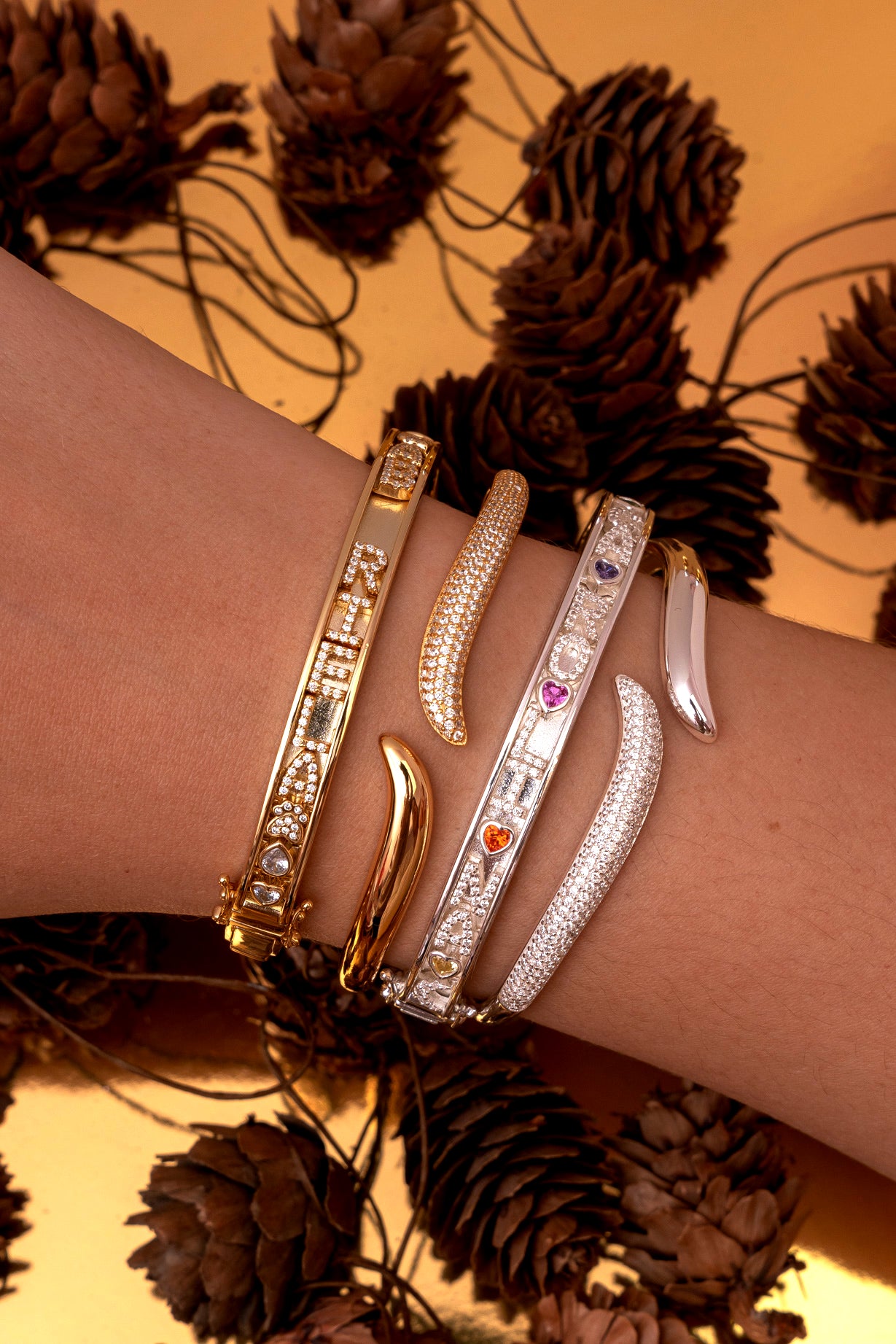Half Pavé Wavy Cuff Bangle