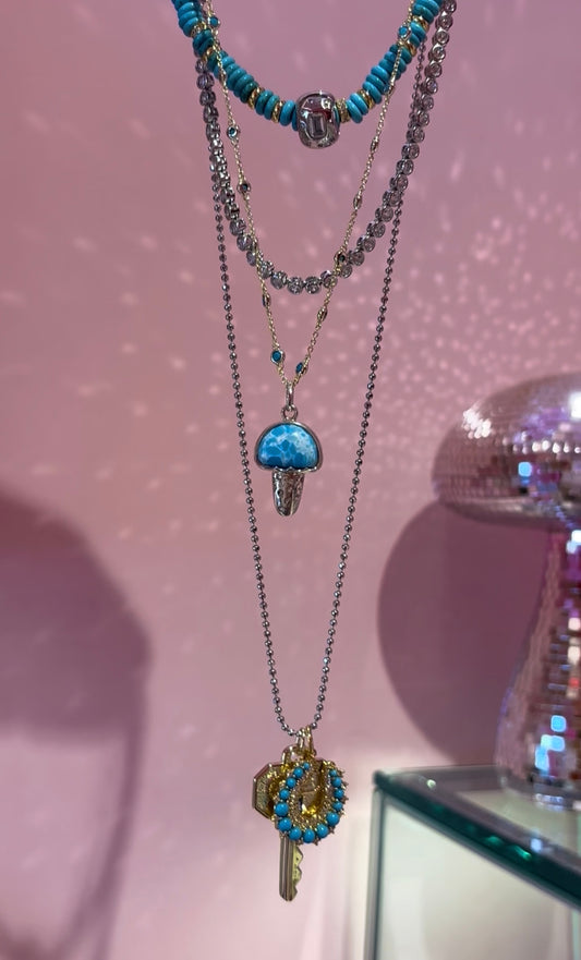 Sparkly Turquoise Horseshoe Charm