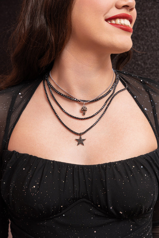 4mm - Black on Black Tennis Necklace