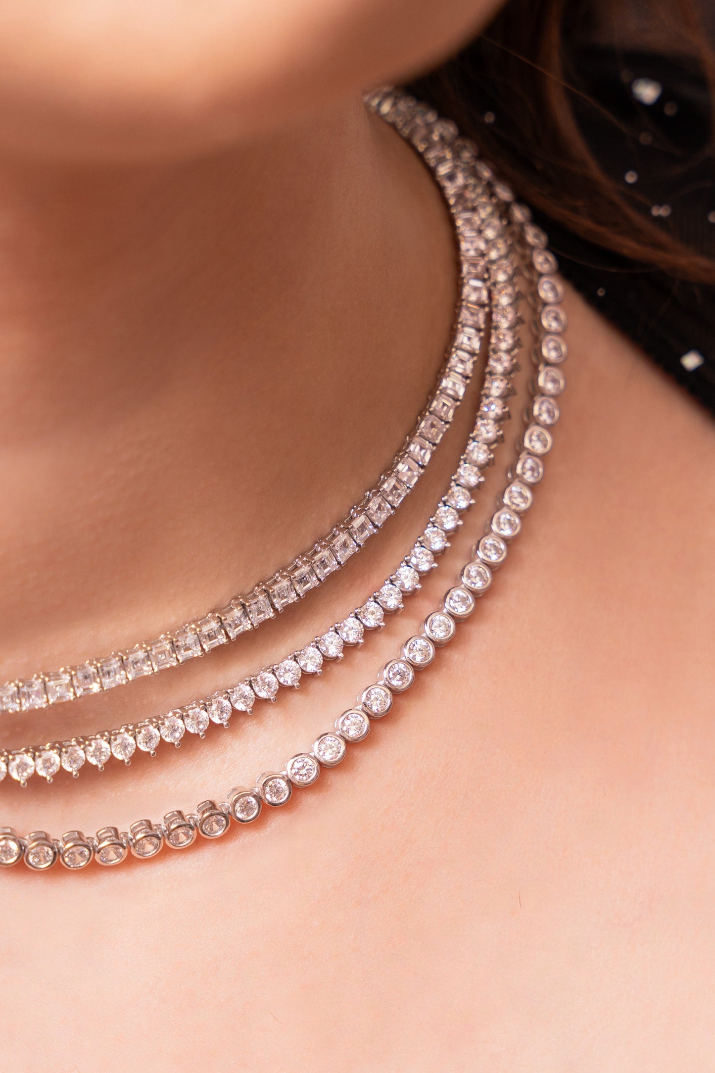 4mm - Round Bezel Tennis Necklace