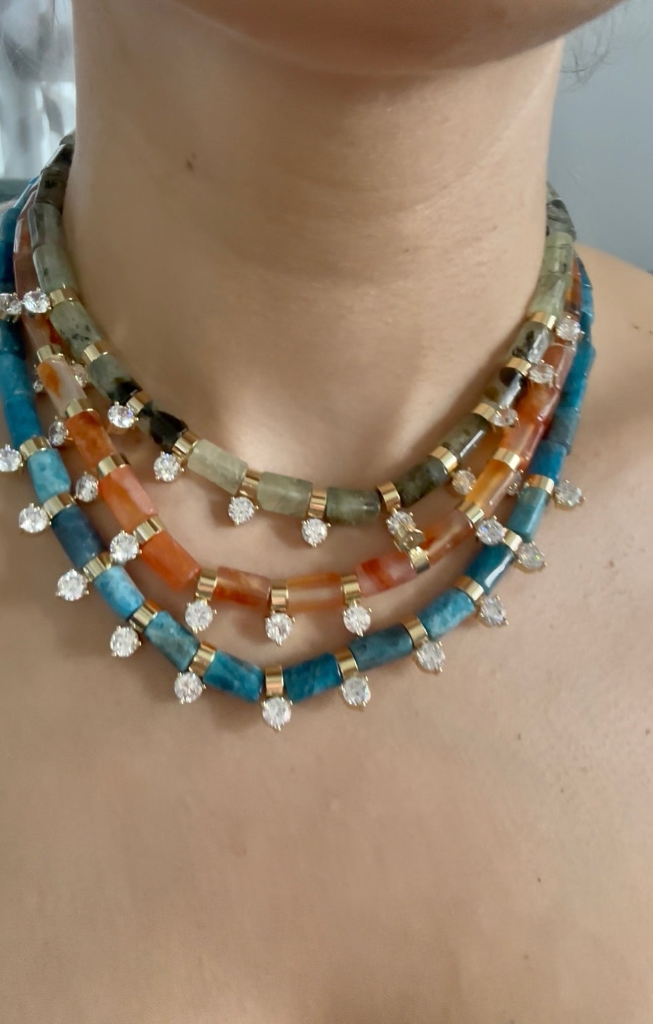 Aqua Jade Spike Necklace