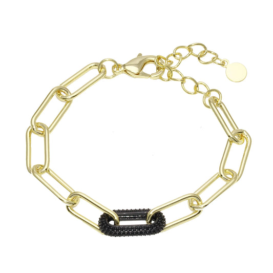 Pulsera con clip y eslabones pavé