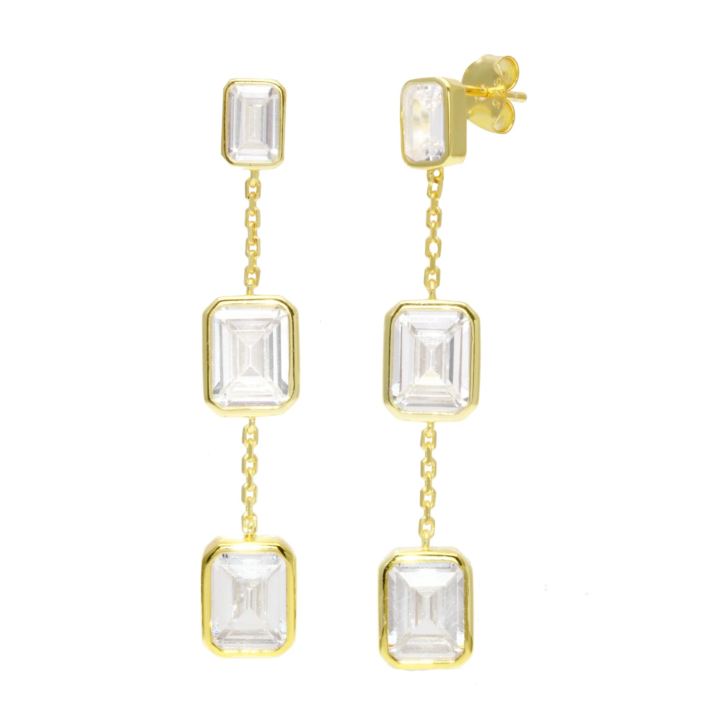 Pendientes colgantes de triple esmeralda