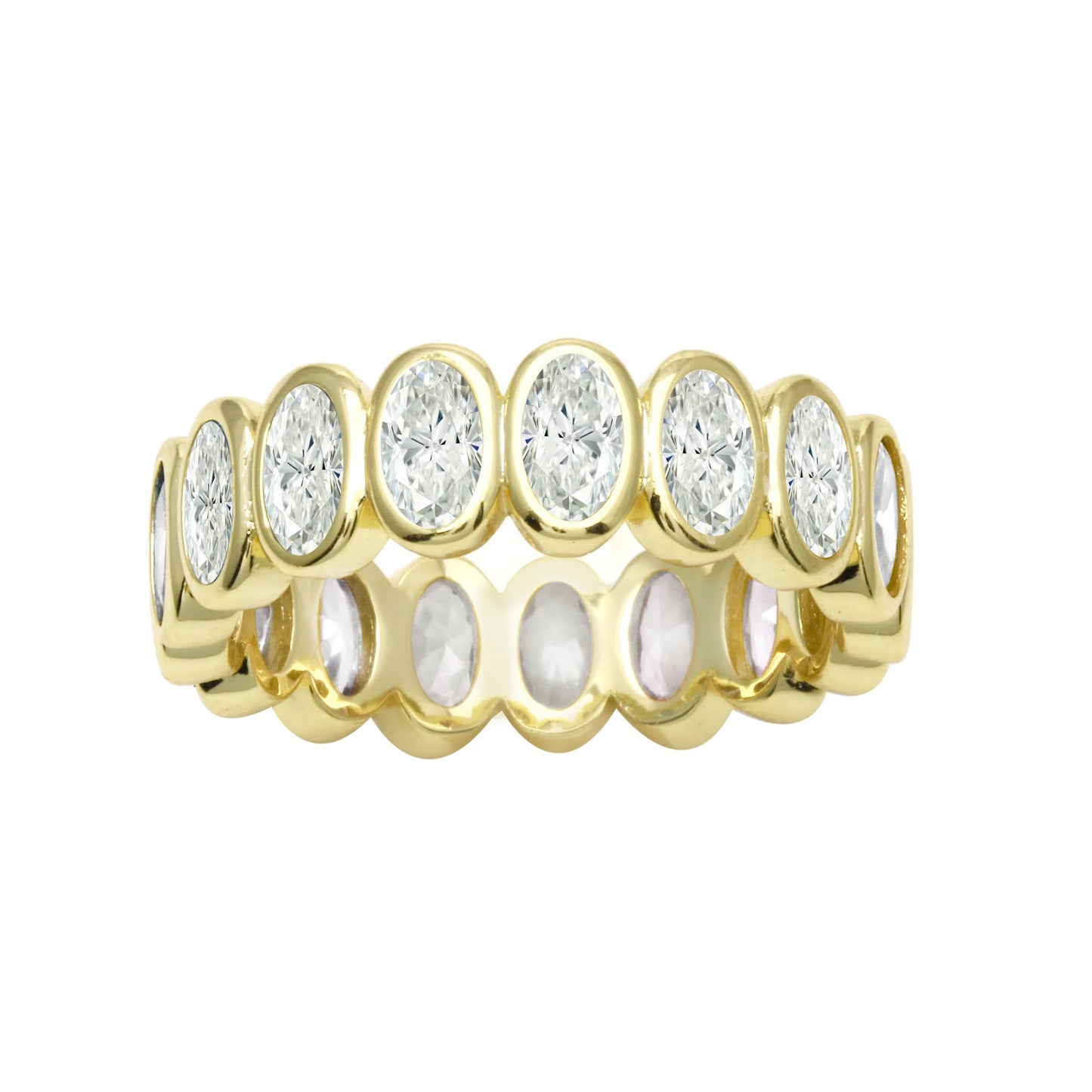 Anillo ovalado con bisel de arcoíris