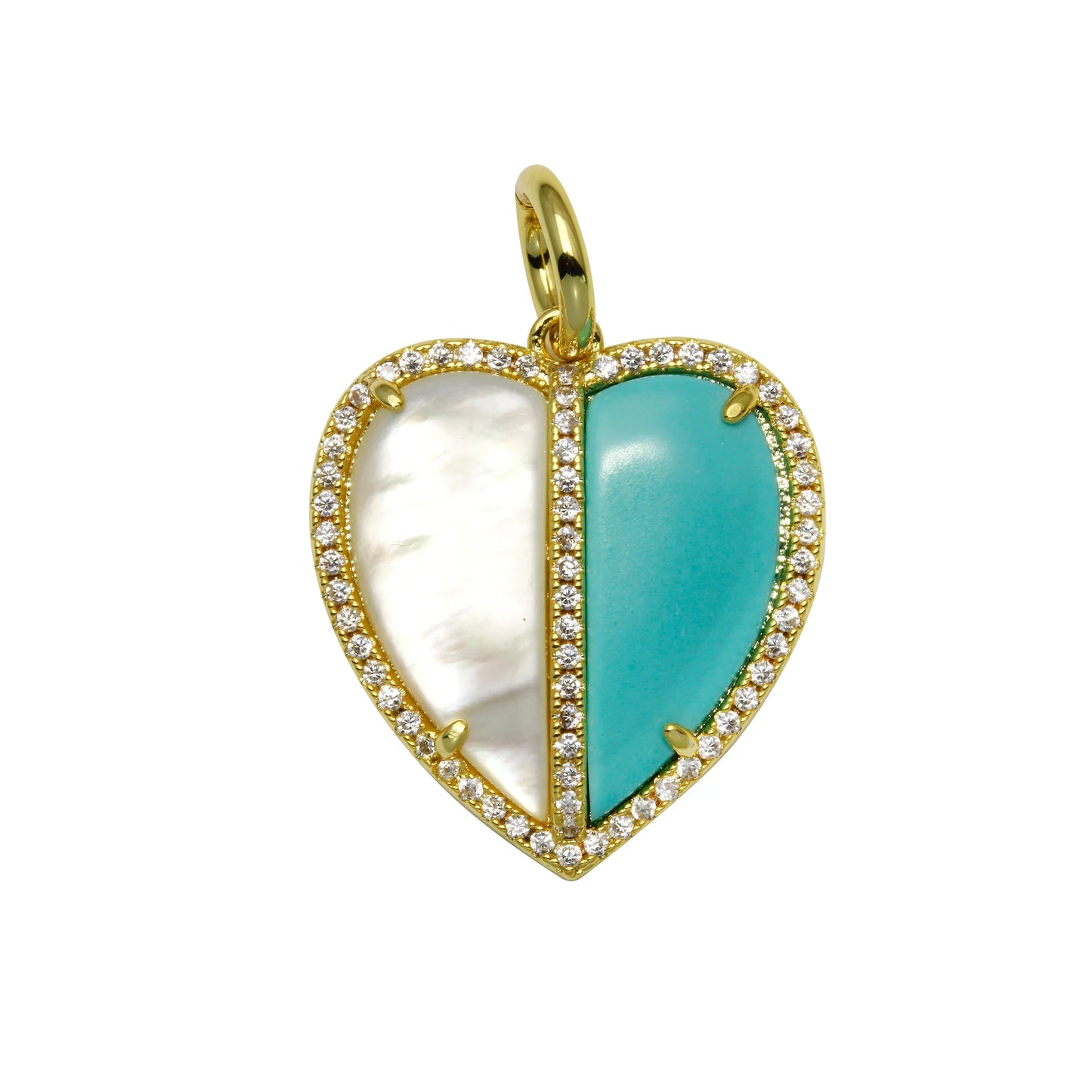 Half & Half Natural Stone Heart Charm