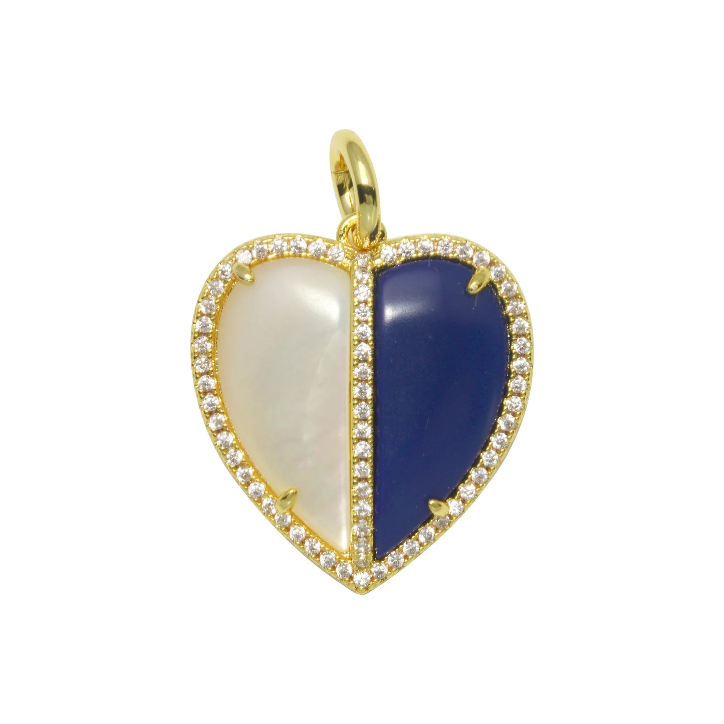 Half & Half Natural Stone Heart Charm