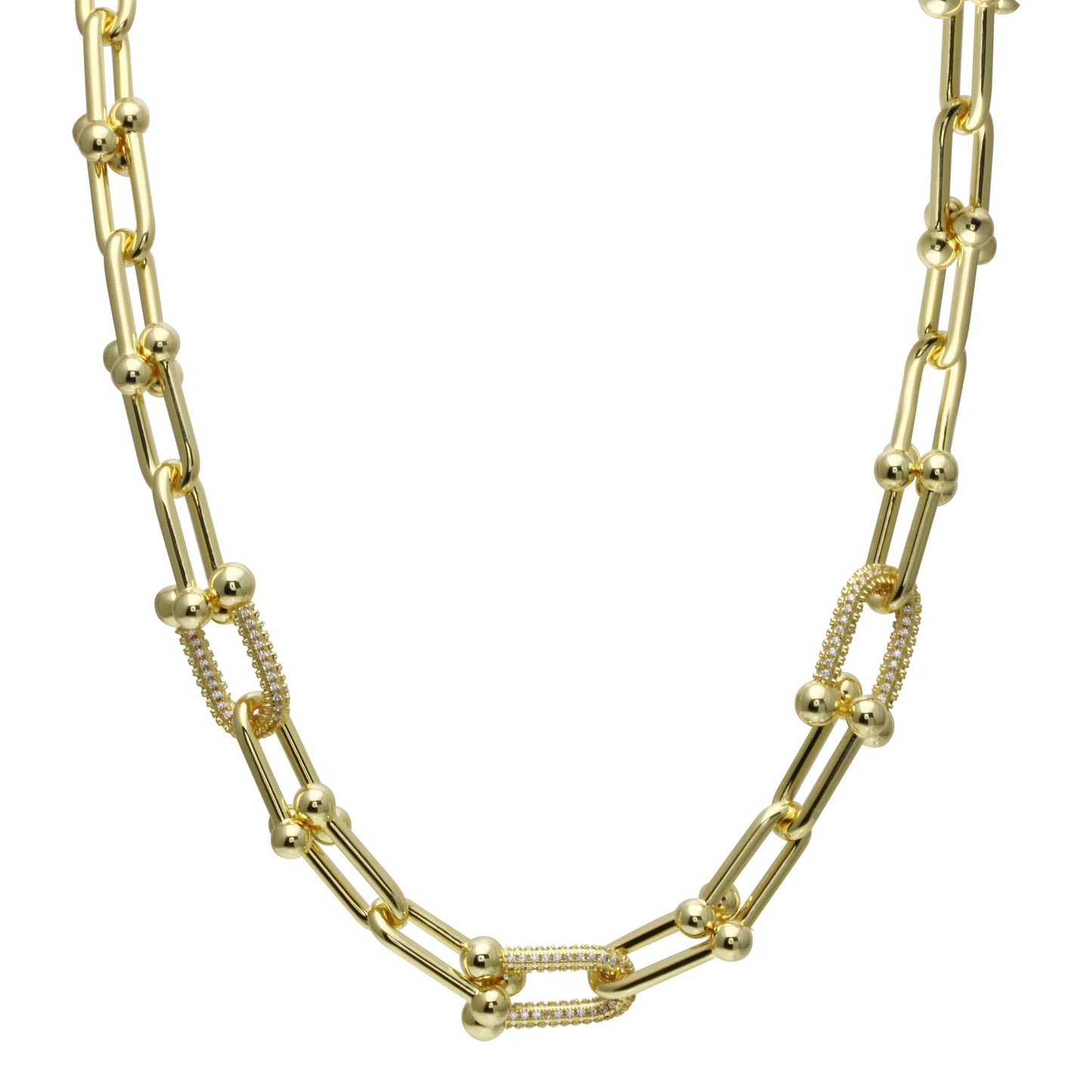 Cadena de collar con pavé en forma de U