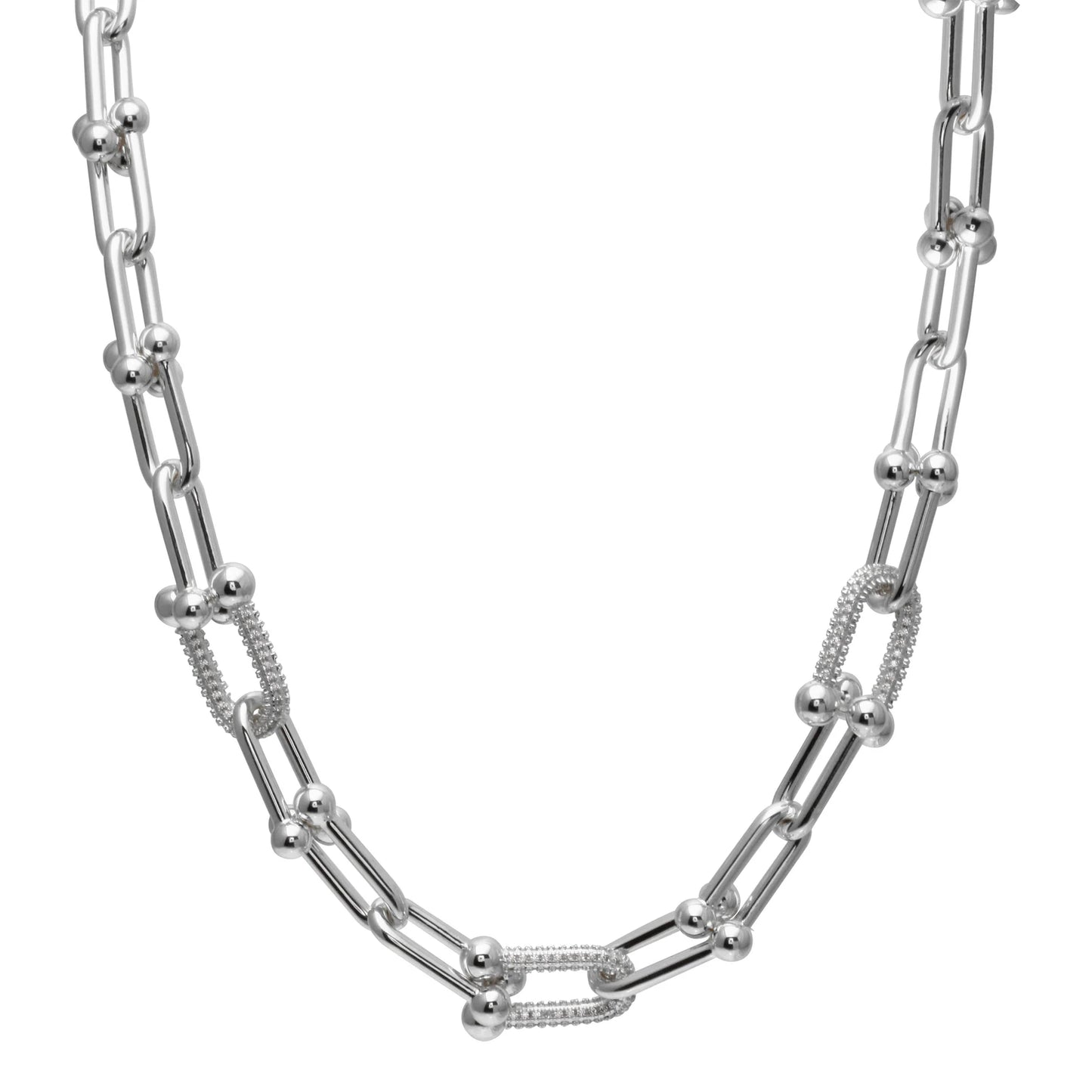 Cadena de collar con pavé en forma de U