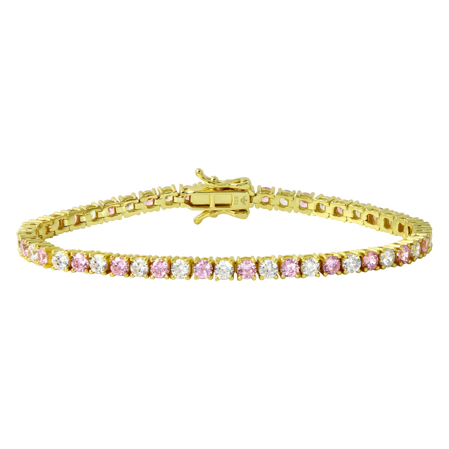 Pulsera de tenis con diamantes rosas
