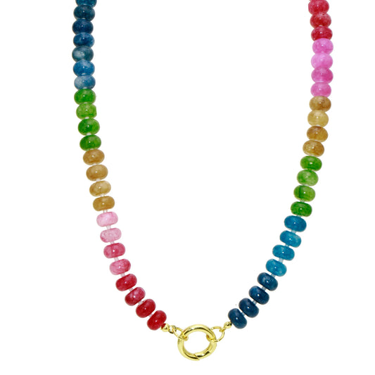Stone Rainbow Beads Clasp Necklace