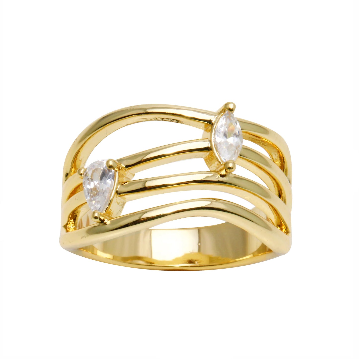 Multi Wavy Drop Diamond Ring