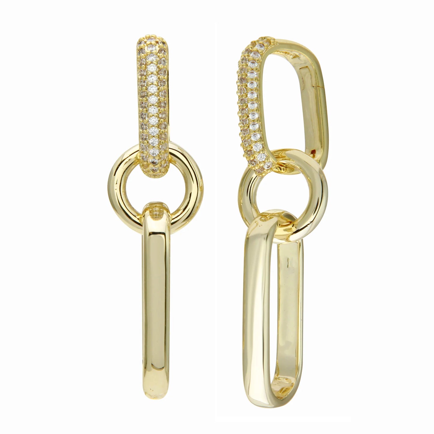 Pendientes de eslabones convertibles con pavé