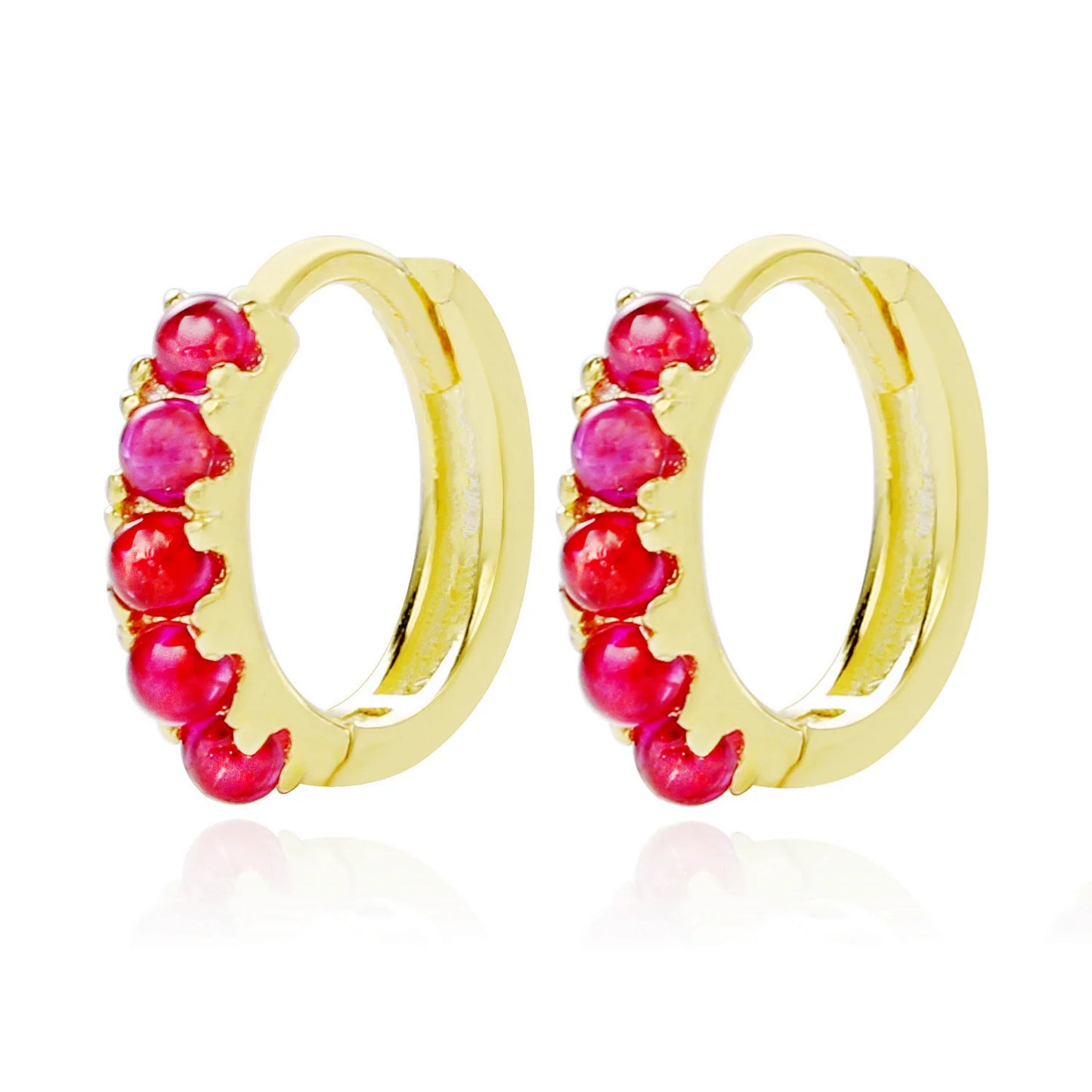 Mini aros Huggies con piedra de color ópalo